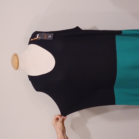 Dex Knit Cotton Blend Jade/Black Jumper Dress NEW- Sz. 1X - Picture 2 of 10
